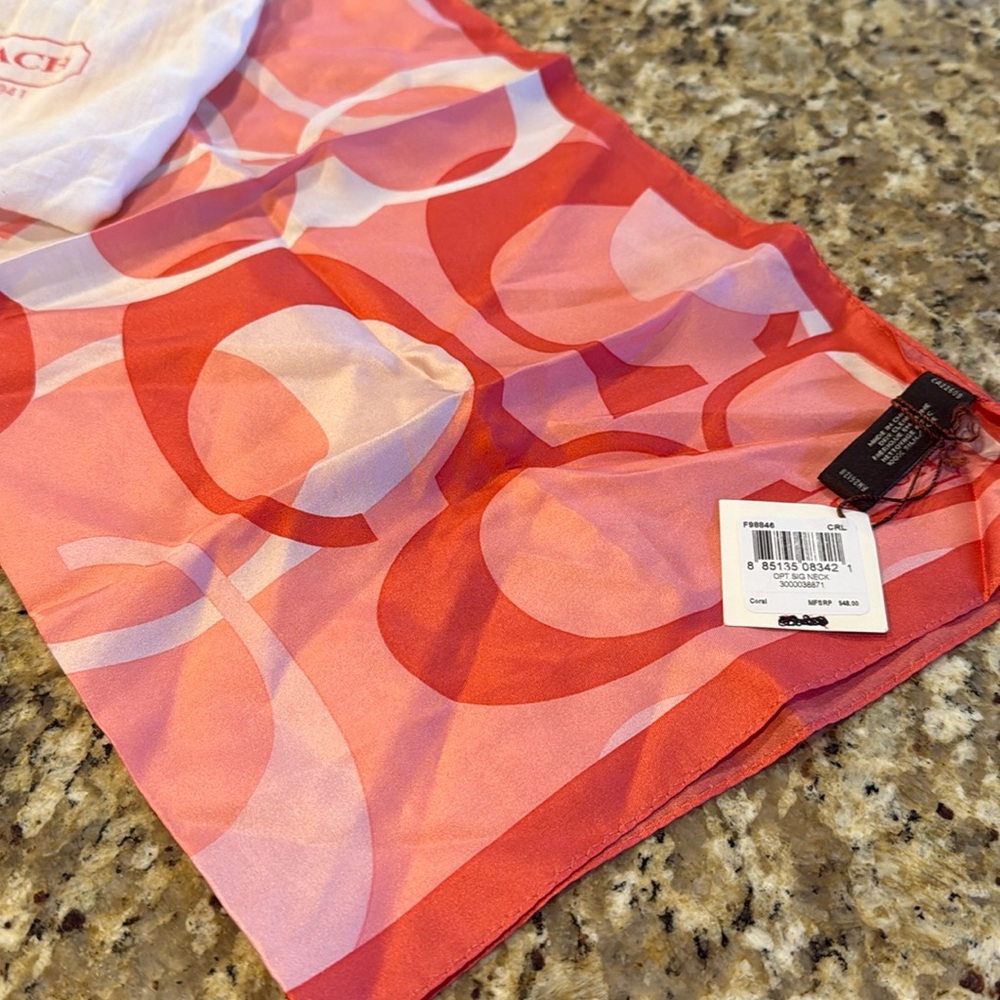 Coach Pink Silk Scarf